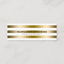 Weiße und goldene Streifen Modernes Design Mini Visitenkarte
