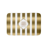 Weiße und goldene Streifen, monogramiert Badematte (Vorderseite)