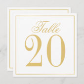Weiße und goldene Tischnummer Square Card (Vorne/Hinten)