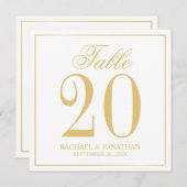 Weiße und goldene Tischnummer Square Card (Vorne/Hinten)