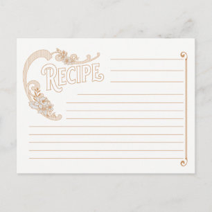 Weiße und goldene Vintage-Rezeptkarten Postkarte