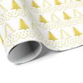 Weiße und goldene Weihnachtsbaumen Urlaubsmuster Geschenkpapier (Rolleneckpunkt)
