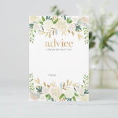 Weiße und goldfarbene Blume Babyduschratenkarten Hinweiskarte (Stehend Vorderseite)