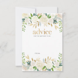 Weiße und goldfarbene Blume Babyduschratenkarten Hinweiskarte