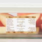 Weiße und goldfarbene Flasche mit wasserfester Kos Etiketten (Befestigt)