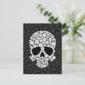 Weiße und graue Blume Schädel Postkarte (Stehend Vorderseite)