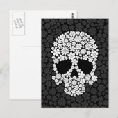 Weiße und graue Blume Schädel Postkarte (Vorne/Hinten)