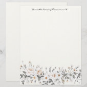 Weiße und graue Blumengrenze Briefbogen (Vorne/Hinten)