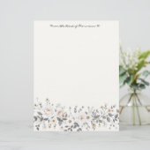 Weiße und graue Blumengrenze Briefbogen (Stehend Vorderseite)