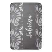 Weiße und graue Blumenmuster Badematte (Vorderseite Vertikal)