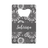Weiße und graue Blumenmuster Geldbeutel Flaschenöffner (Vorderseite)