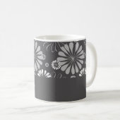 Weiße und graue Blumenmuster Kaffeetasse (VorderseiteRechts)