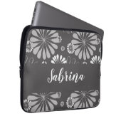 Weiße und graue Blumenmuster Laptopschutzhülle (Vorne Rechts)