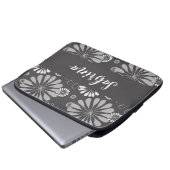 Weiße und graue Blumenmuster Laptopschutzhülle (Vorne Knopf)