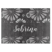 Weiße und graue Blumenmuster Schneidebrett (Vorderseite)