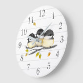 Weiße und graue Chickadevögel-Uhr Große Wanduhr (Winkel)