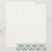 Weiße und graue Damast Musterböden Briefpapier (Vorne/Hinten)