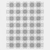 Weiße und graue Folklore Fleecedecke (Vorderseite)