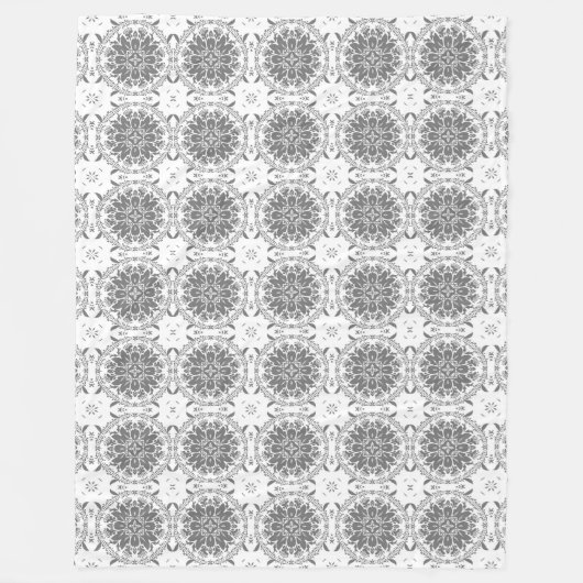 Weiße und graue Folklore Fleecedecke (Vorderseite)