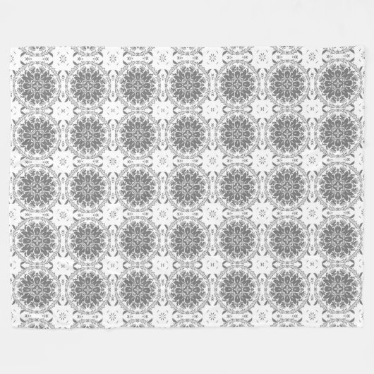 Weiße und graue Folklore Fleecedecke (Vorderseite (Horizontal))