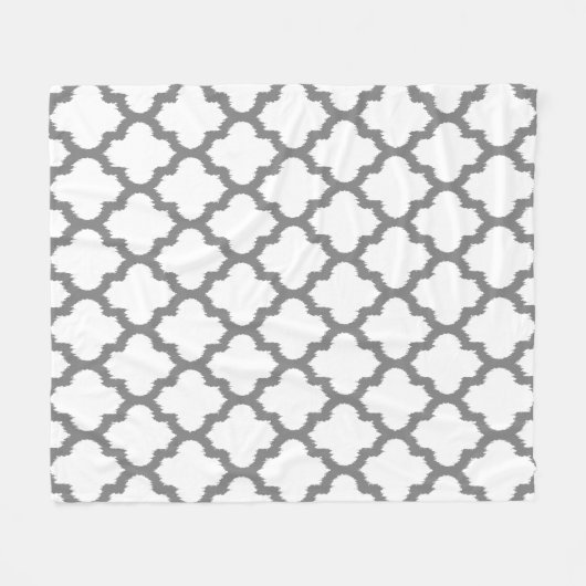 Weiße und graue Ikat Quatrefolienfolie Revertierba Fleecedecke (Vorderseite (Horizontal))