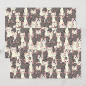 Weiße und graue Katzen Ankündigung (Vorne/Hinten)