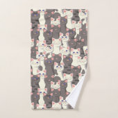 Weiße und graue Katzen Badhandtuch Set (Handtuch)