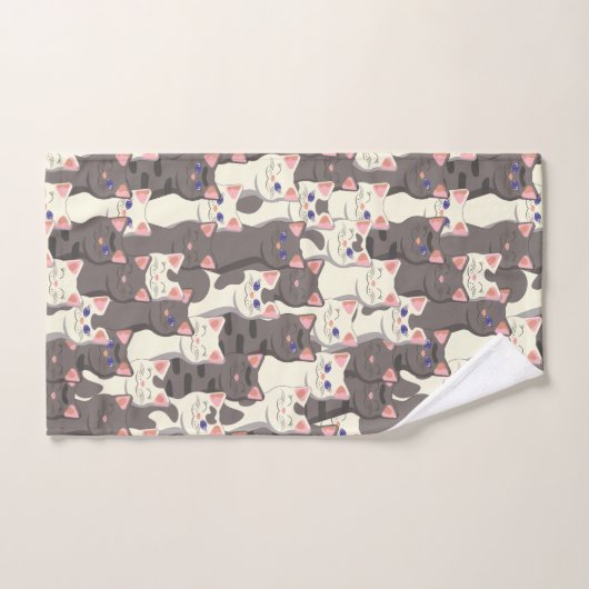 Weiße und graue Katzen Badhandtuch Set (Handtuch)