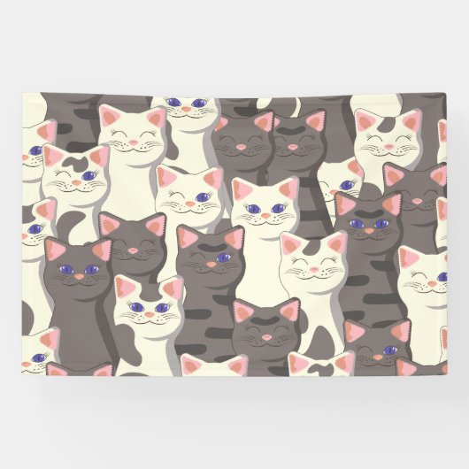 Weiße und graue Katzen Banner (Horizontal)