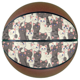 Weiße und graue Katzen Basketball