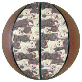 Weiße und graue Katzen Basketball (Vertikal)