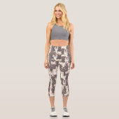 Weiße und graue Katzen Capri Leggings (Vorderseite)