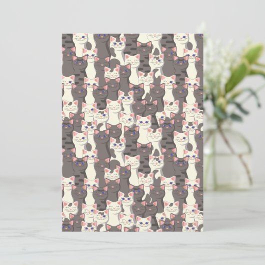 Weiße und graue Katzen Dankeskarte (Stehend Vorderseite)
