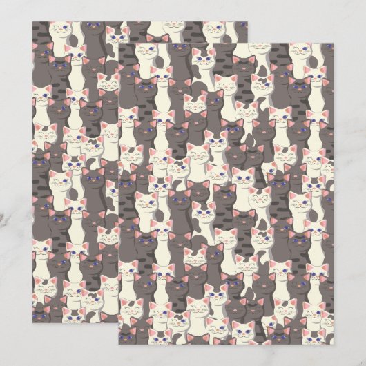 Weiße und graue Katzen Dankeskarte (Vorne/Hinten)