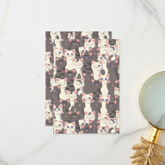 Weiße und graue Katzen Dankeskarte (Vorderseite/Rückseite Beispiel)