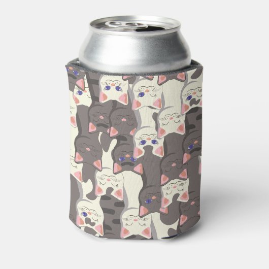 Weiße und graue Katzen Dosenkühler (Kanne Rückseite)