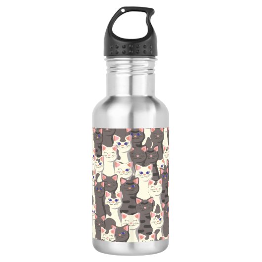 Weiße und graue Katzen Edelstahlflasche (Vorderseite)