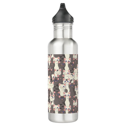 Weiße und graue Katzen Edelstahlflasche (Rechts)