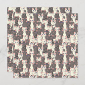 Weiße und graue Katzen Einladung (Vorne/Hinten)