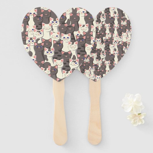 Weiße und graue Katzen Fächer (Vorne und Hinten)