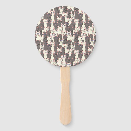 Weiße und graue Katzen Fächer (Rückseite)