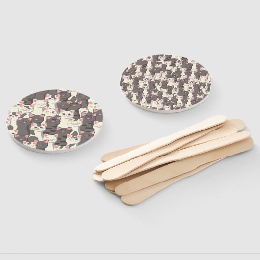 Weiße und graue Katzen Fächer (Non-assembled)