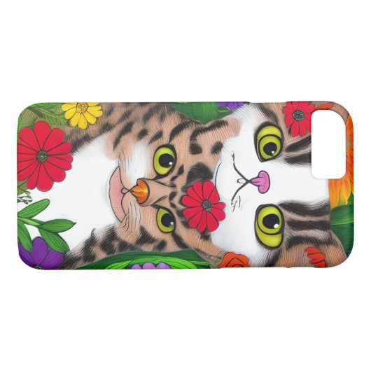 Weiße und graue Katzen | Farbige Blume Case-Mate iPhone Hülle (Rückseite (Horizontal))