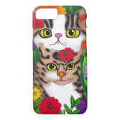 Weiße und graue Katzen | Farbige Blume Case-Mate iPhone Hülle (Rückseite)