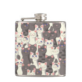 Weiße und graue Katzen Flachmann (Vorderseite)