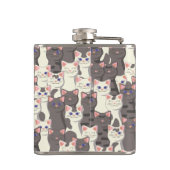 Weiße und graue Katzen Flachmann (Rückseite)