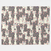 Weiße und graue Katzen Fleecedecke (Vorderseite (Horizontal))