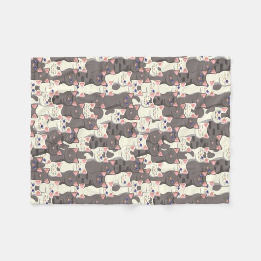Weiße und graue Katzen Fleecedecke (Vorderseite (Horizontal))