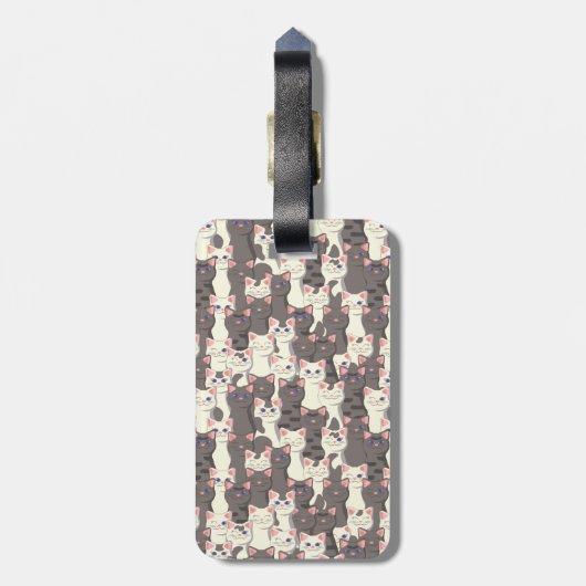 Weiße und graue Katzen Gepäckanhänger (Rückseite vertikal)