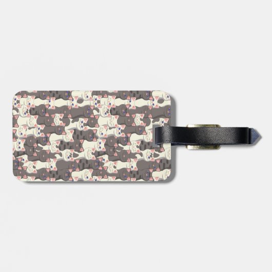 Weiße und graue Katzen Gepäckanhänger (Rückseite horizontal)